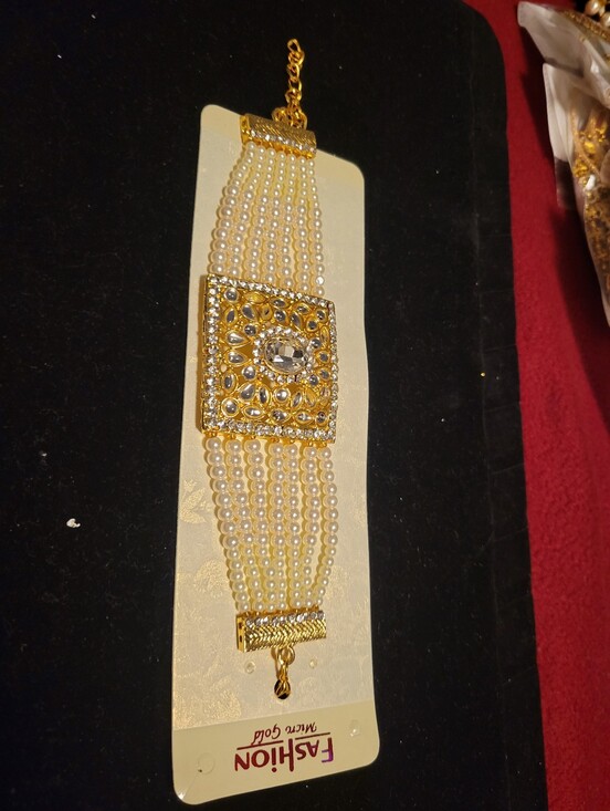 Jewelry - Fashion Multi-Strand Pearl and Gold Plated Statement Bracelet